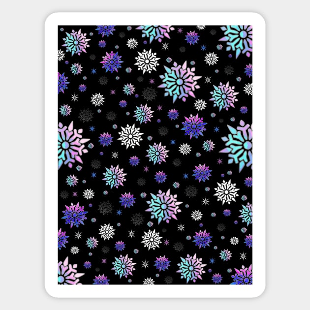 Festive Sky At Night Snowflakes Pattern Sticker by SartorisArt1